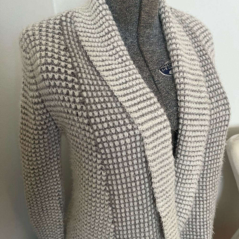 princess vera wang Chunky Knit Open Cardigan in Heather Gray - Picture 3 of 8